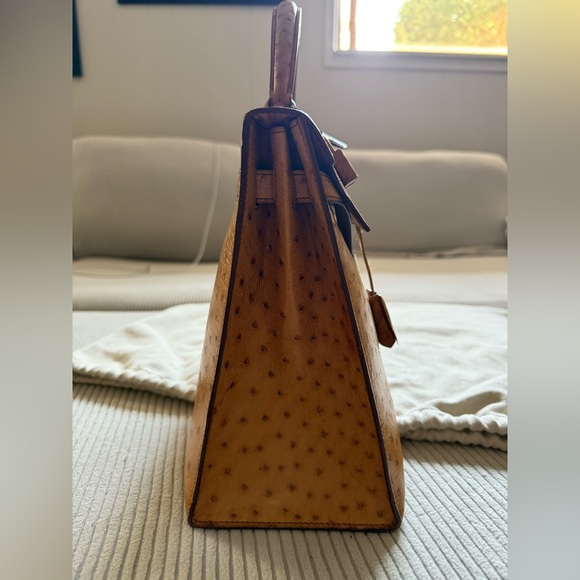Hermes Cognac Ostrich Leather Kelly 32 - Picture 4 of 16